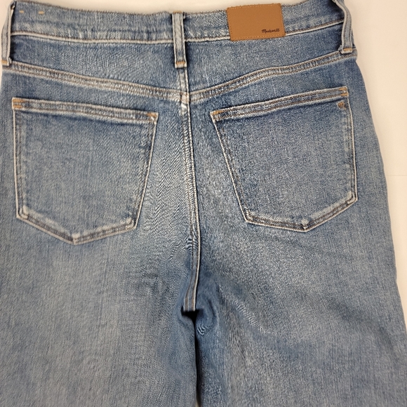 Madewell Sz 29 Slim Wide Leg Crop Jeans High Rise Fray High Rise - Picture 8 of 9